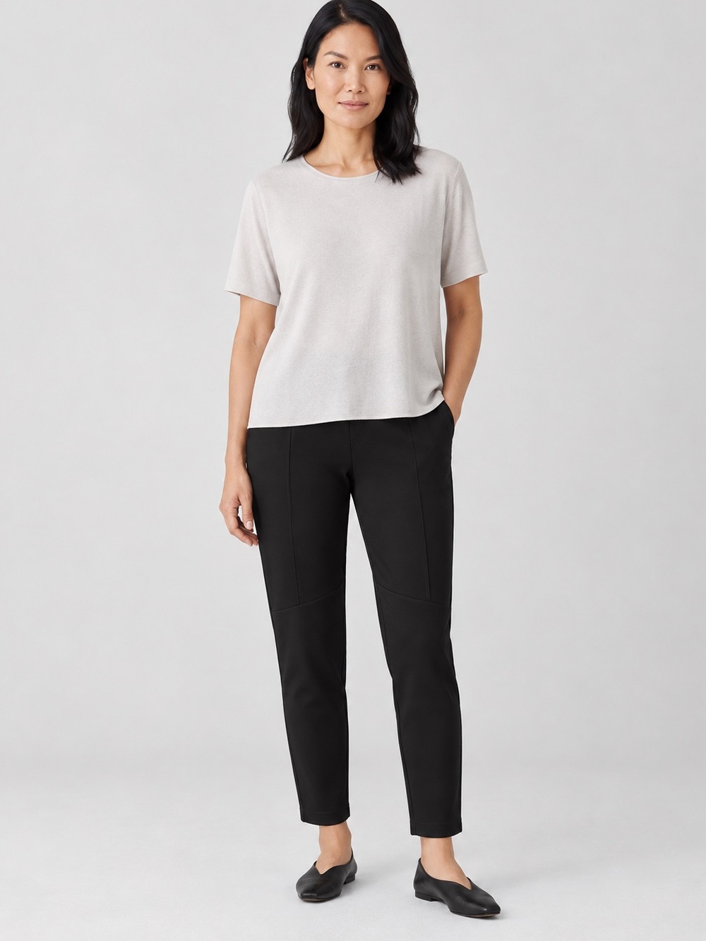 Eileen Fisher Black Ponte Slim Ankle Business Casual Pants 29.5” Inseam XL